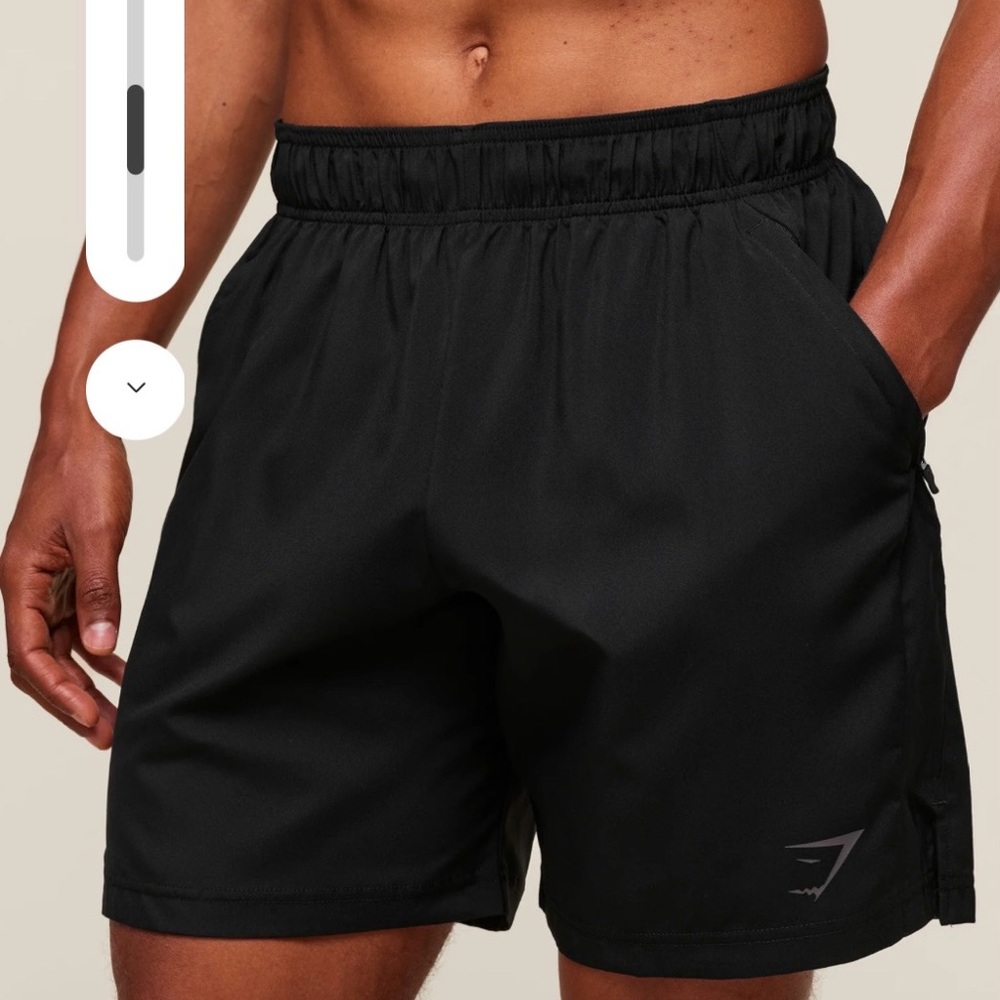 Gymshark Men's Black Athletic Training Shorts with Subtle Logo (pockets)
